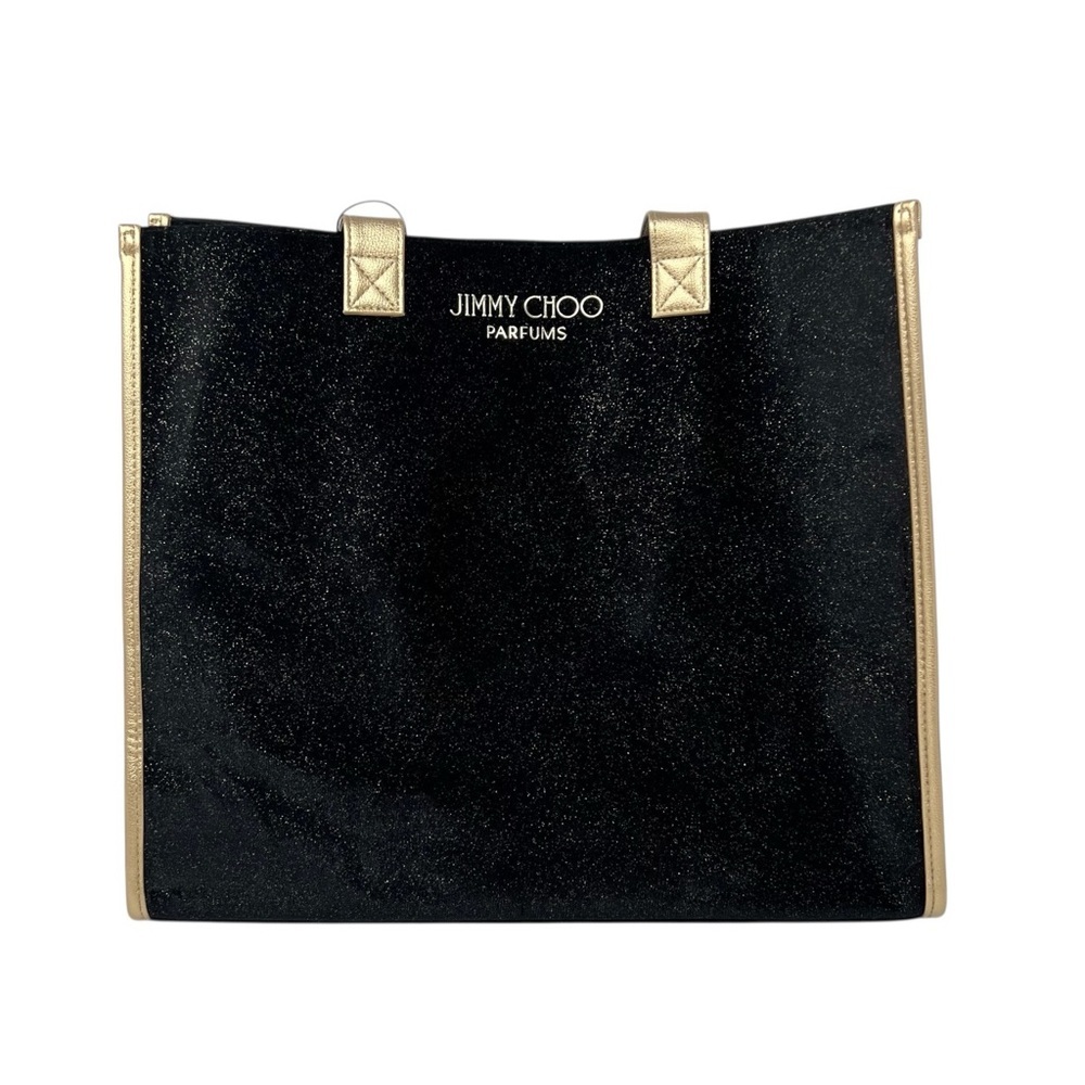 Jimmy Choo Parfums Black & Metallic Gold Shimmery Tote Bag